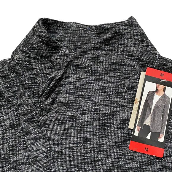 G.H. Bass & Co Heather Gray Sporty Asymmetrical Zip Sweater sz M Mock Neck - Picture 4 of 13